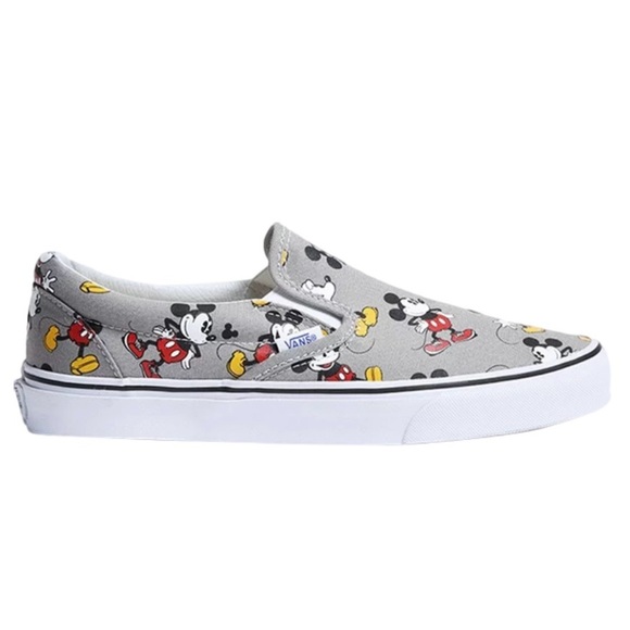 Vans x Disney ✩ Mickey Mouse Frost Grey Classic Slip On Shoes - Picture 1 of 11